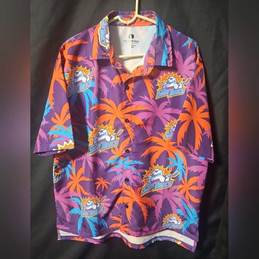 POWERTEK NHL Hockey Orlando Solar Bears Hawaiian Shirt Men’s Large Rare Find